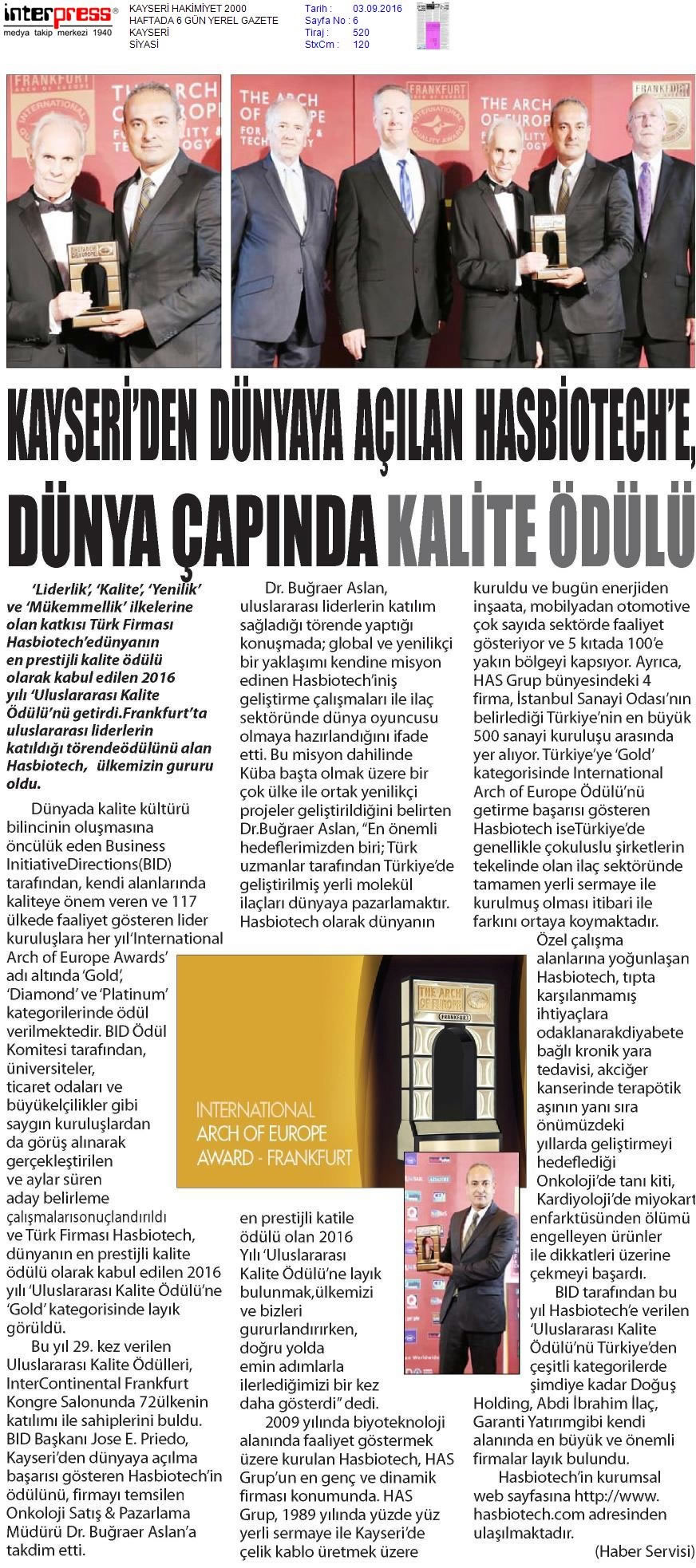 Kayseri Hakimiyet 2000 Gazetesi