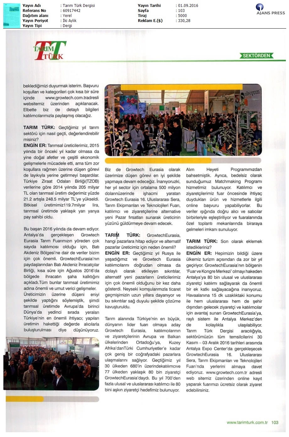 Tarım Türk Dergisi 1