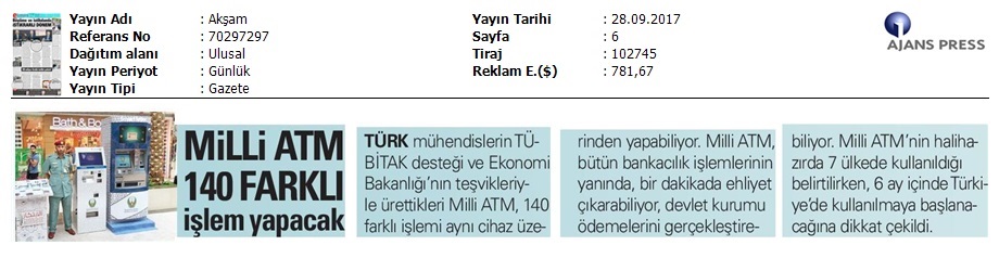 Altınmatik Akşam Gazetesi 28.09.2017
