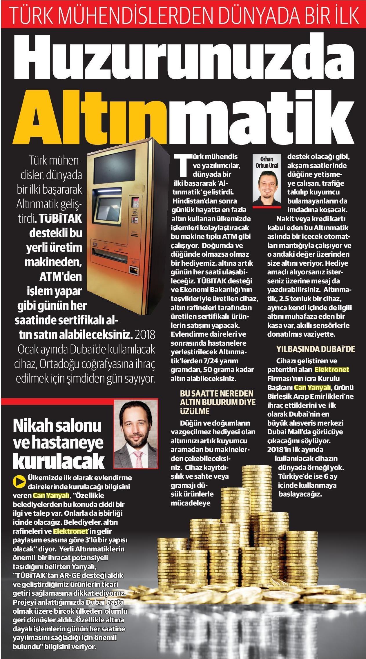 Altınmatik Yeni Şafak Gazetesi 11.10.2017