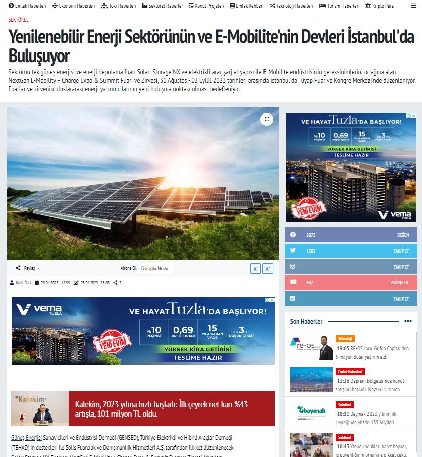 Yenilenebilir Enerji Sektörünün ve E-Mobilite nin Devleri İstanbul da Buluşuyor2