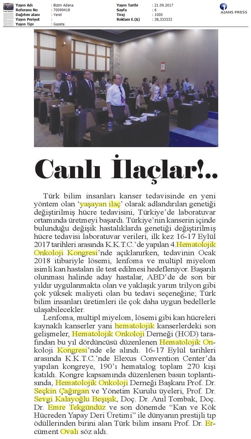 Bizim Adana Gazetesi 21.09.2017