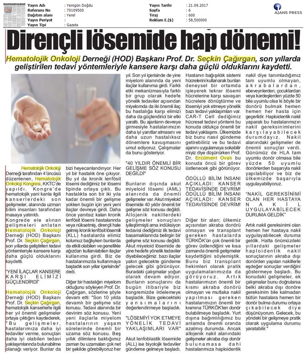 Yenigün Doğdu Gazetesi 21.09.2017