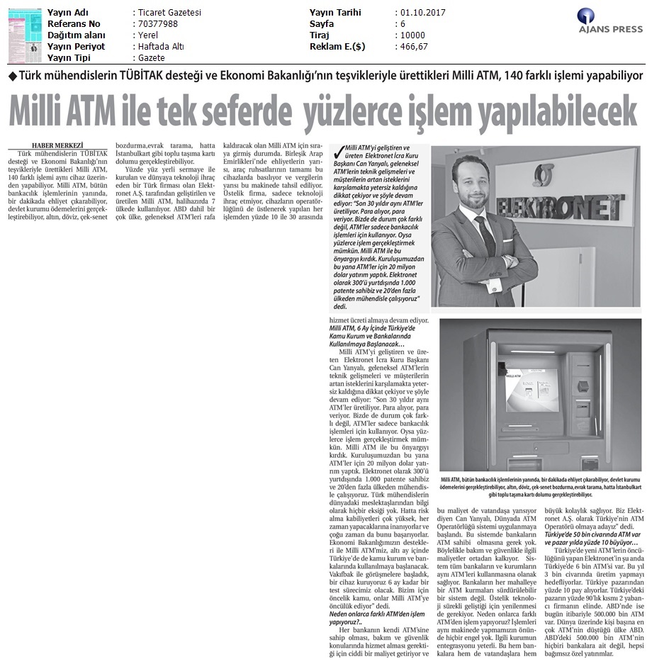Altınmatik Ticaret Gazetesi Gazetesi 01.10.2017