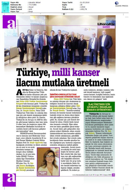 Primo 2018 Türkiye İmmünoterapi Kongresi Literatür Aktüel 01.05.2018